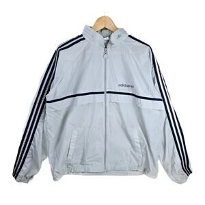 Vintage 80s Adidas Full Zip Windbreaker Mens Lightweight Jacket Size Large Gray